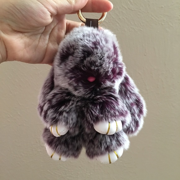 Real rabbit fur Pom keychain