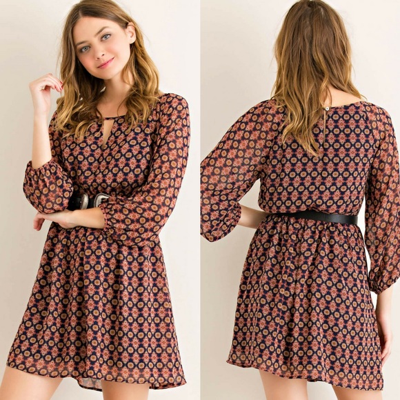 classic Paper Doll Dresses - ‼️SALE‼️Mandala Print Blouson Elasticized Dress classic Paper Doll Dresses - ‼️SALE‼️Mandala Print Blouson Elasticized Dress