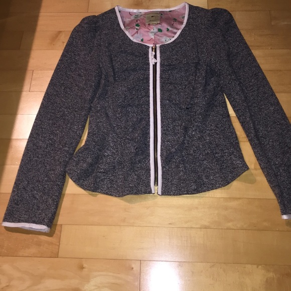 Elevenses Speckled Tweed Peplum Jacket