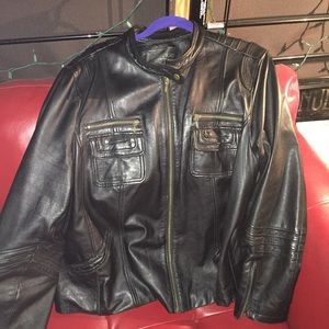 Leather plus size biker jacket!