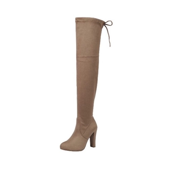 ❗️CLEARANCE❗️Taupe Suede Over Knee Boots 5.5-10 - Picture 2 of 2