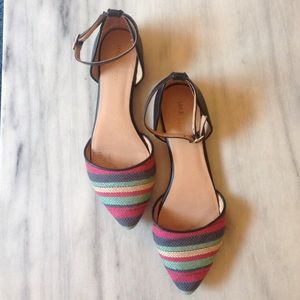 Super cute multi color flats with ankle strap