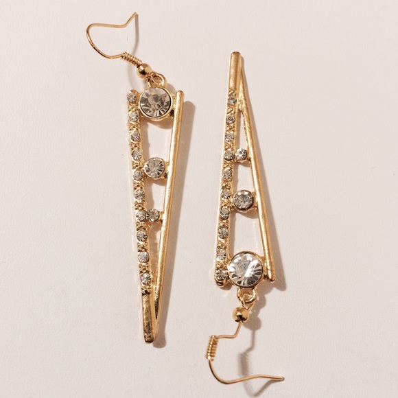 Gold Triangle Earrings - Picture 2 of 4