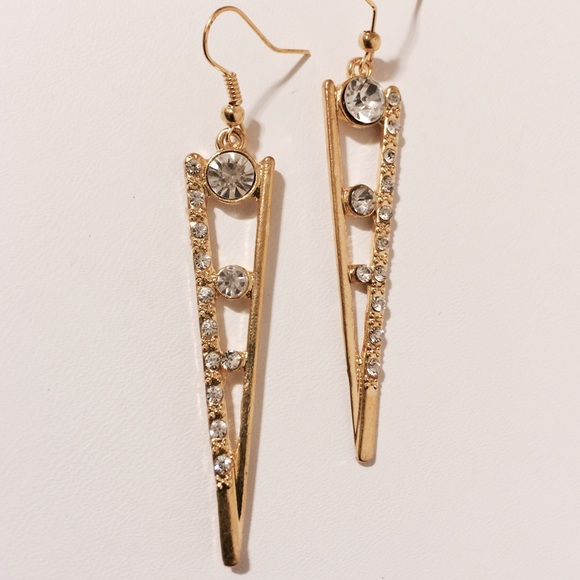 Gold Triangle Earrings - Picture 3 of 4