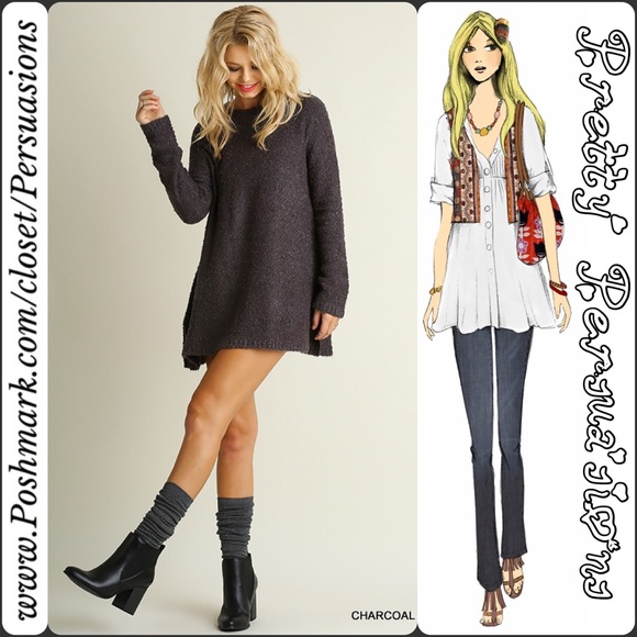 NWT Charcoal Gray Mock Neck Cozy Tunic Sweater - Picture 2 of 4