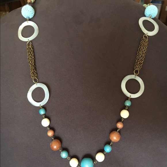 Long Beaded Mixes Media Necklace - Picture 2 of 3