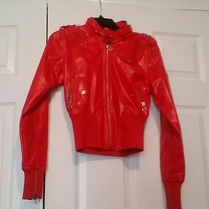 Red patent leather jacket