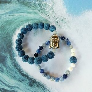 Lava Rock, Howlite & Aventurine Bracelet Set