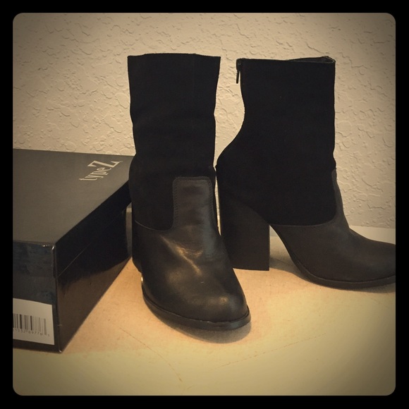 Black leather ankle boots