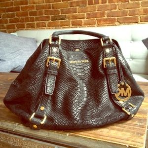 Michael Kors black leather tote handbag