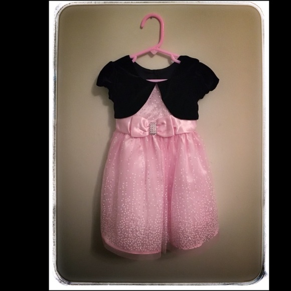 Formal black and pink sparkly girls dress size 3T - Picture 1 of 4