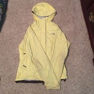 Yellow north face rain jacket