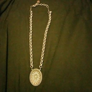 Sabika black & silver medallion necklace