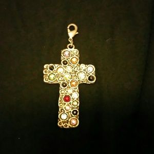 Sabika multi-colored silver cross pendant
