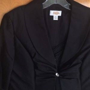 Talbots Black After 5 Suit with rhinestone button