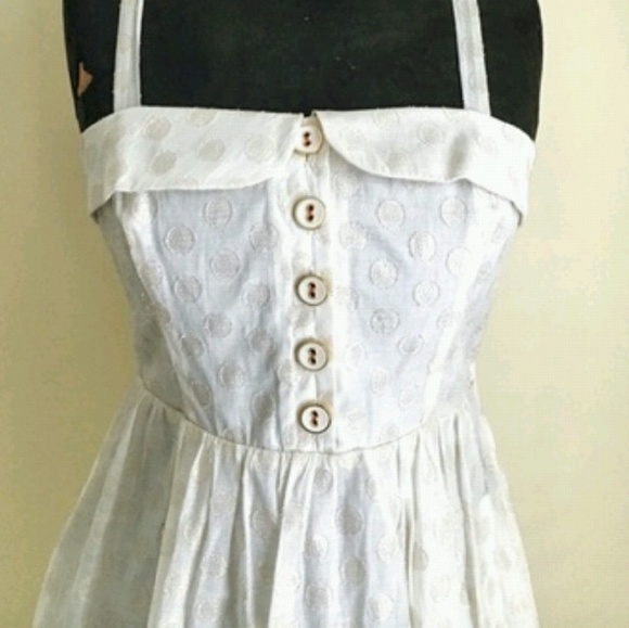 Cream with Gold Polka Dot Anthropologie Dress