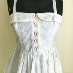 Cream with Gold Polka Dot Anthropologie Dress