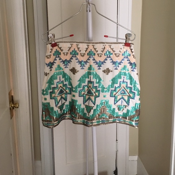 Tobi Verty Sequin Aztec Mini Skirt - Picture 1 of 3