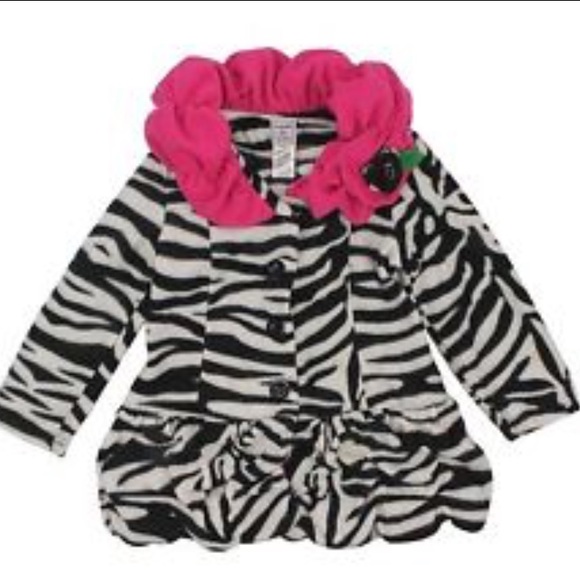 Mack & Co. Other - Mack & Co. Zebra fleece coat w/ pink ruffle collar