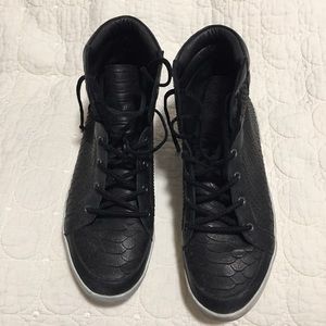 Black and textured Joie high top sneakers