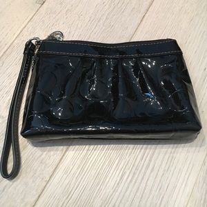 Black patent leather Coach wristlet