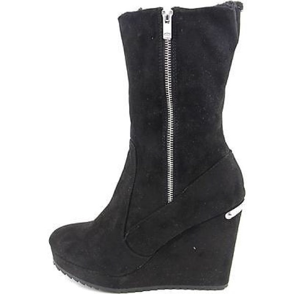 LAST‼️JUICY COUTURE Black Platform Wedge Boots - Picture 2 of 4