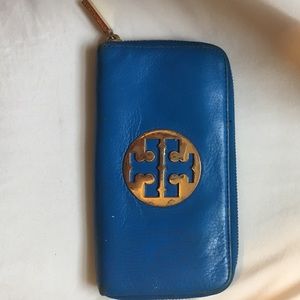 authentic blue tory burch wallet