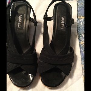 Van Eli Black Strappy Wedges👯👯👯 So So PRETTY !!