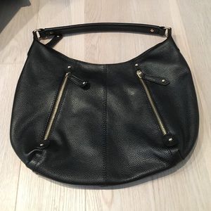 Black leather hobo bag