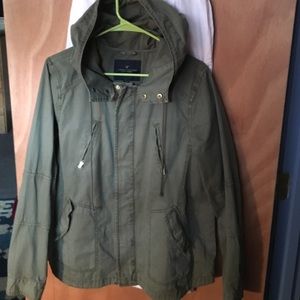Army green jacket with hood