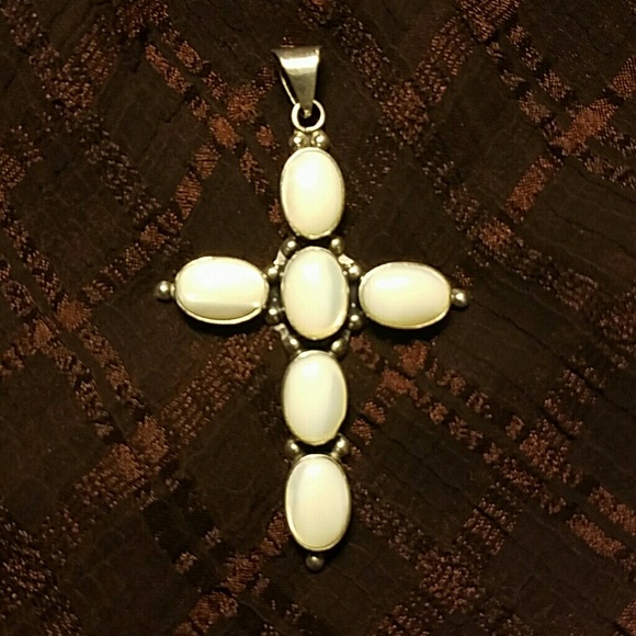 **SALE** sterling silver and mother of pearl cross