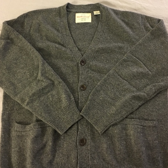 Grey 100% Lambswool Cardigan (L)