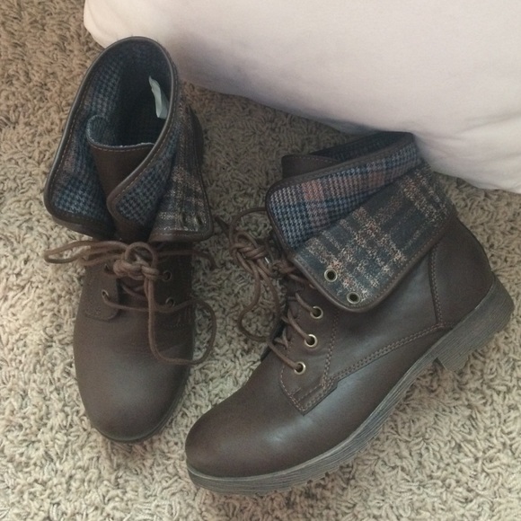 Chocolate brown combat boots
