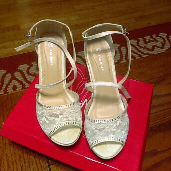 Beautiful white glitter wedges
