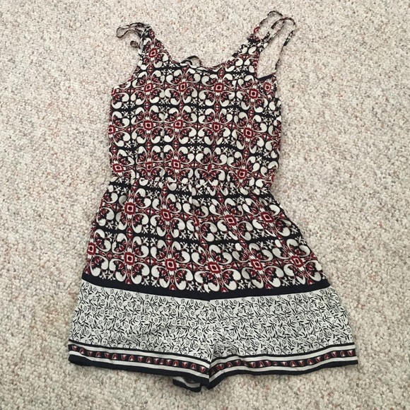 Red, white and blue, open back romper-medium