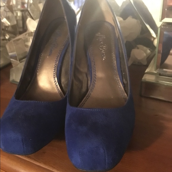 Cobalt heels! Suede look! Not worn without tags.