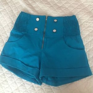 Blue high waisted shorts