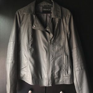 Forever 21 Faux Gray Leather Jacket