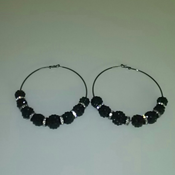 Large Hoop with Ball and Rhinestone