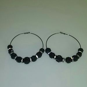 Large Hoop with Ball and Rhinestone