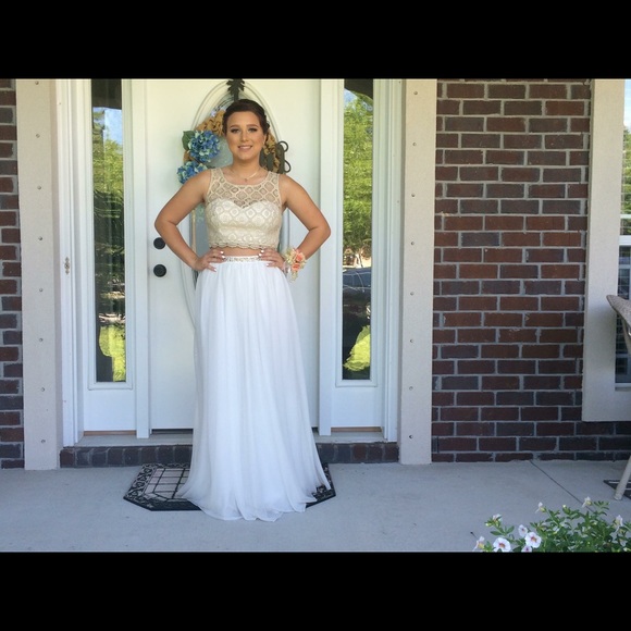 Gold and white prom dress