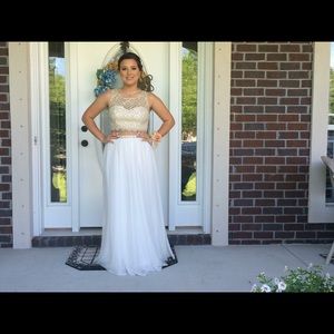 Gold and white prom dress