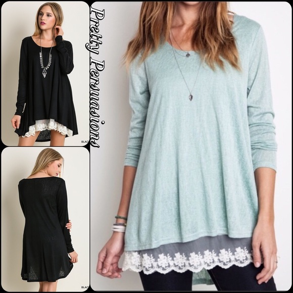 SOLD OUT‼️Black Scalloped Lace Trapeze Swing Tunic - Picture 4 of 4