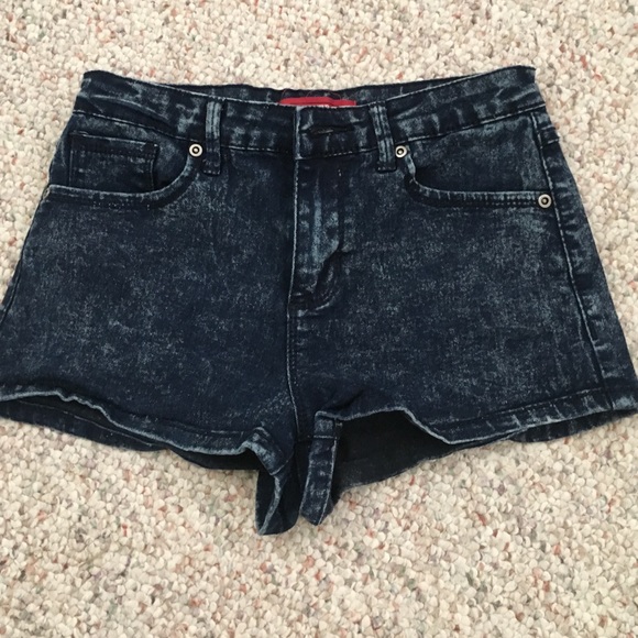 Acid wash high waisted jean shorts-25