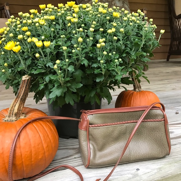 Handbags - Vintage Olive Handbag with Tan Leather Trim