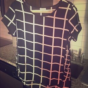 Black and White Short-Sleeve Blouse, size Medium
