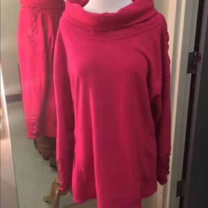 Hot pink Champion sweatshirt.