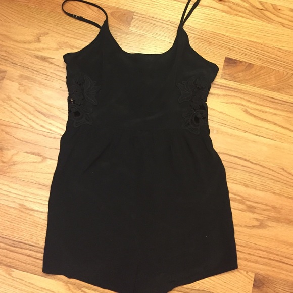 super cute black crochet cutout romper