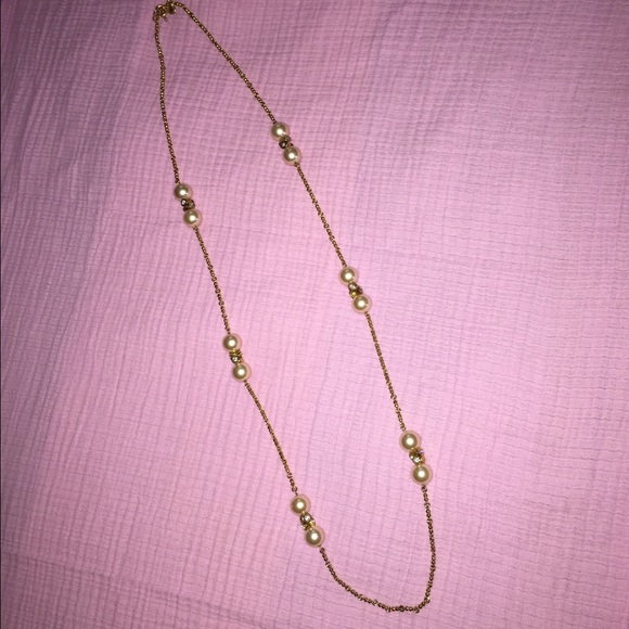 J. Crew Long Necklace - Gold Chain With Pearls