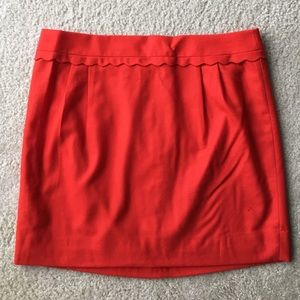 Red J. Crew scalloped skirt